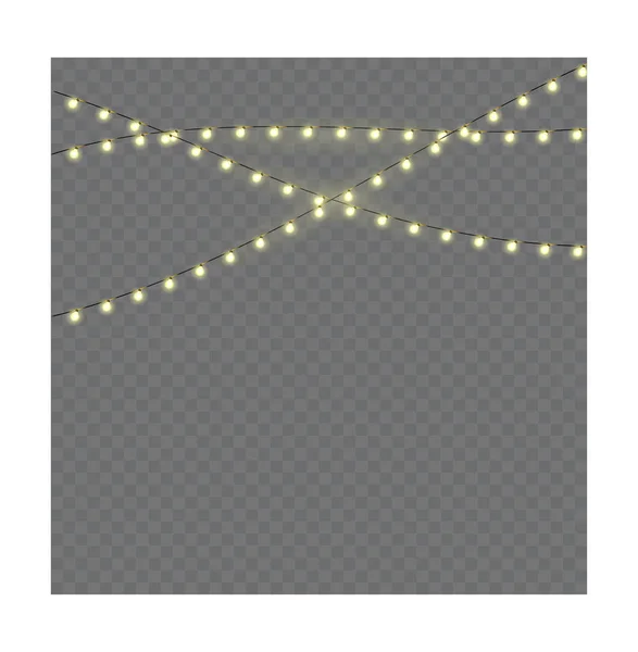 Christmas Lights on Rope isolated on a transparent background. C — Stock Vector