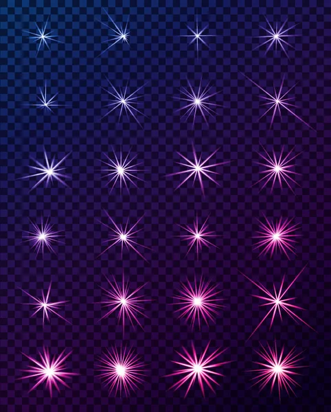 Set Glowing Light Effects Sparkles Shining Stars Bright Flashes Lights — Stock Vector