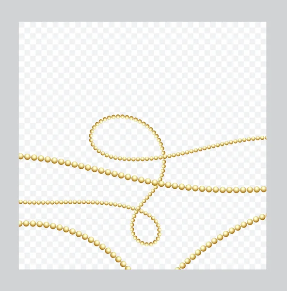 Zlatá Nebo Bronzová Barva Kulatého Řetězu Realistické Perličky Izolované Dekorativní — Stockový vektor