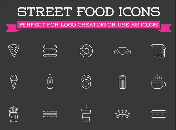 Set Icone Attrezzature Fastfood Fast Food Vector Come Illustrazione Può — Vettoriale Stock