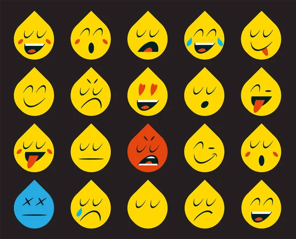 Set Emoticons Stickers Emoji Vector Illustration — Stock Vector