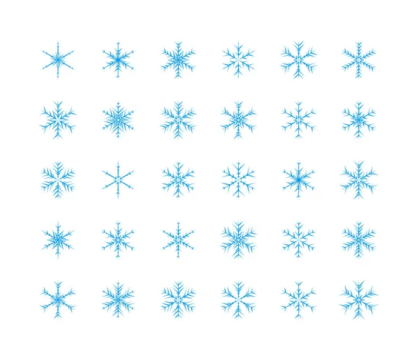 Big Set Snowflakes Winter Christmas Xmas Design Vector Elements — Stock Vector