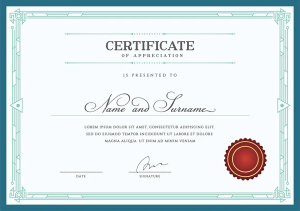 Modelo Diploma Fronteira Moeda Certificado Voucher Presente Prêmio Ilustração Vetorial —  Vetores de Stock