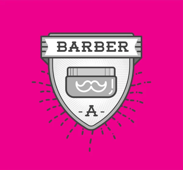 Barbeiro loja Logo Design. Emblema de crachá de etiqueta vintage. Vetor Illu —  Vetores de Stock