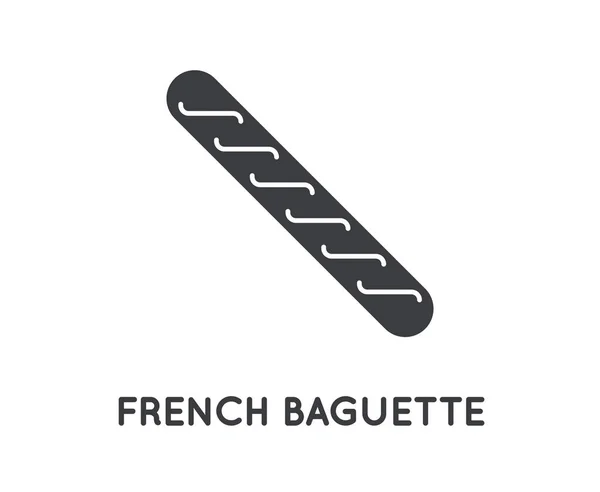 French Bread Baguette Glyph Vector Element or Icon, Illustration — Stock Vector