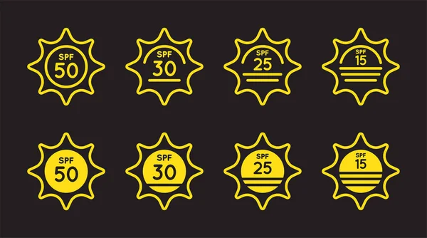 Комплект Солнцезащитных Ультрафиолетовых Лучей Spf Spf Векторных Иконок — стоковый вектор