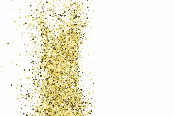 ゴールドのキラキラ質感が白に分離 黄色のパーティクルの色 お祝いの背景 紙吹雪の黄金爆発 ベクターイラスト — ストックベクタ