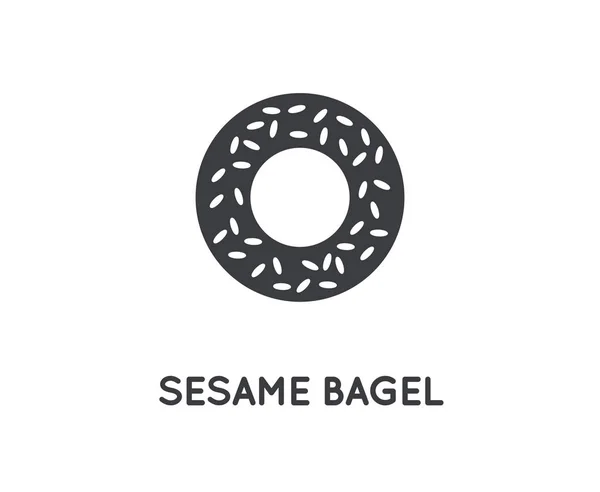 Bagel con elemento de vectores de sésamo o icono, Ilustración Listo para — Vector de stock