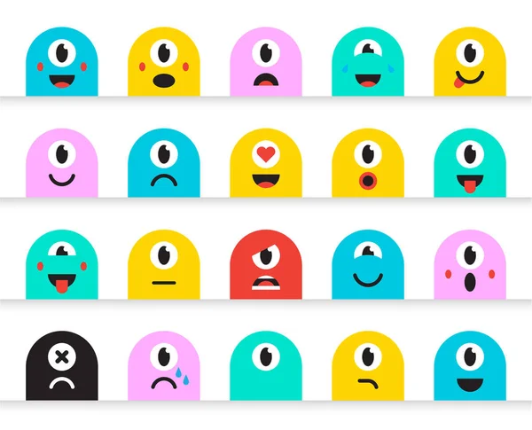 Emoji Emoticons Etiketler Kümesi Vektör Çizim — Stok Vektör