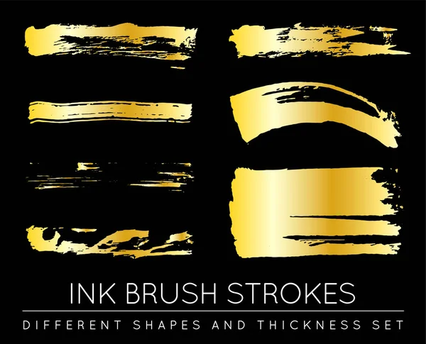 Set Golden Paint Strokes Make Background Your Design Looks Golden — Stock Vector