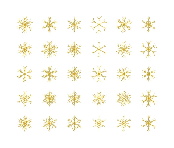 Grand Ensemble Flocons Neige Hiver Noël Design Éléments Vectoriels — Image vectorielle