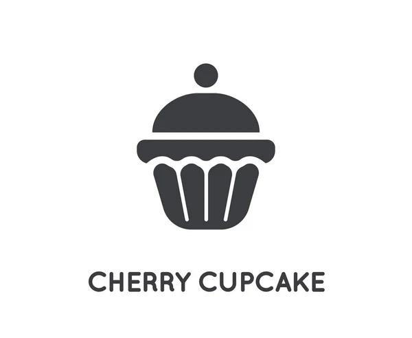 Cherry cake cupcake crème Brownie glyph vector element of pictogram. — Stockvector