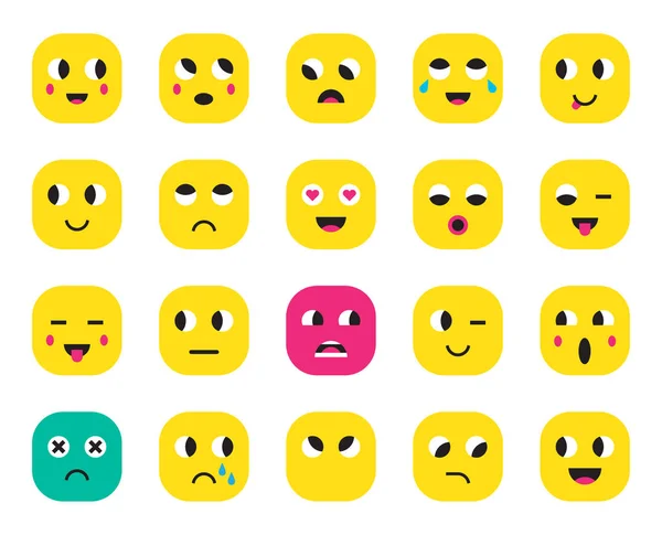Zestaw Naklejek Emotikony Emoji Ilustracja Wektorowa — Wektor stockowy