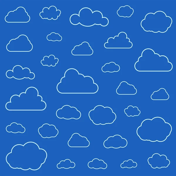 Conjunto Nubes Aisladas Fondo Del Cielo Patrón Sin Costuras Colección — Vector de stock