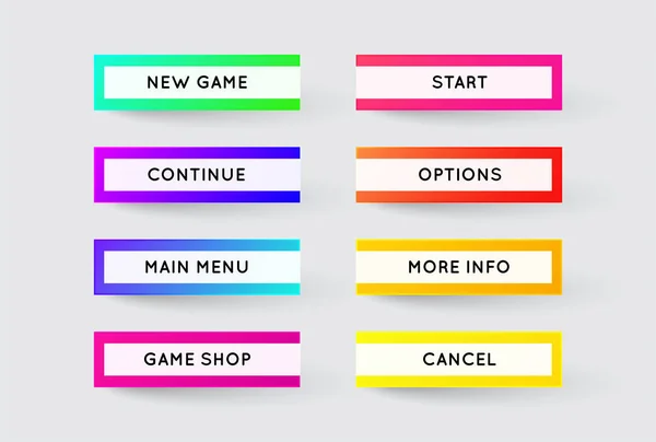 Vektor uppsättning av modern gradient app eller spelknappar. Trendiga gradie — Stock vektor