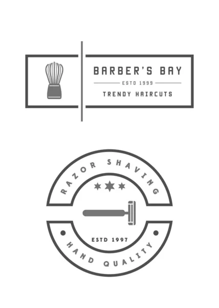 Barber Shop set of two emblems in monochrome style vector illust — Stock Vector