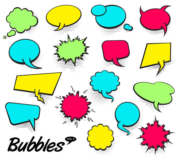 Набор пустых шаблонов в стиле поп-арта. Векторный комикс о мыльном пузыре Пустое место для карикатурного поп-арта. 