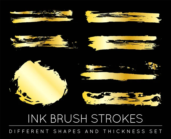 Set Golden Paint Strokes Make Background Your Design Looks Golden — Stock Vector