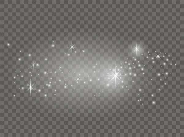 White Sparks Stars Shine Light Vector Dust White Sparkles Transparent — Stock Vector