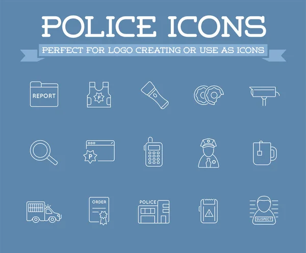 Iconen Set Van Politie Gerelateerde Iconen Vector — Stockvector