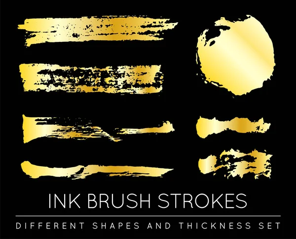 Set Golden Paint Strokes Make Background Your Design Looks Golden — Stock Vector