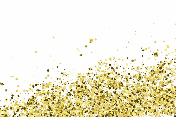 Gold Glitter Texture Isolated White Amber Particles Color Celebration Background — Stock Vector