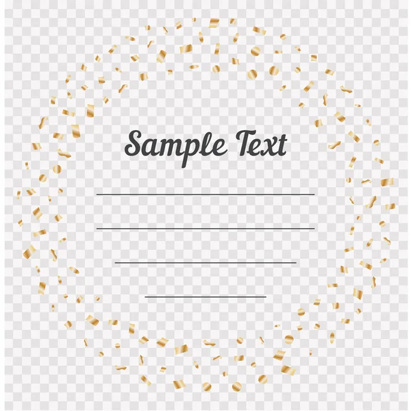 Confetti Golden Tiny Sample Text Falling Transparent Background Vector — Stock Vector