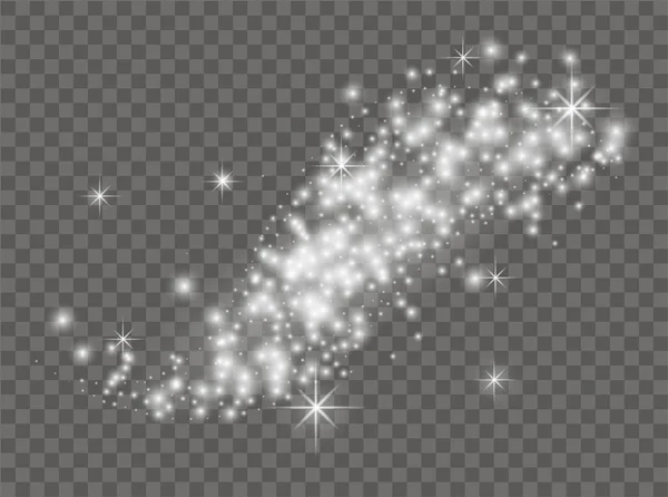 Centelhas Brancas Estrelas Brilha Com Luz Vetor Branco Brilha Com — Vetor de Stock