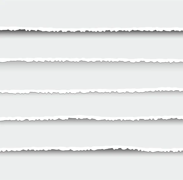Набор Разорванных Порванных Бумажных Полосок Текстура Бумаги Поврежденным Краем Изолирована — стоковый вектор