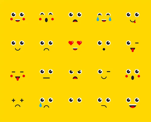 Set Emoticons Stickers Emoji Vector Illustration — Stock Vector