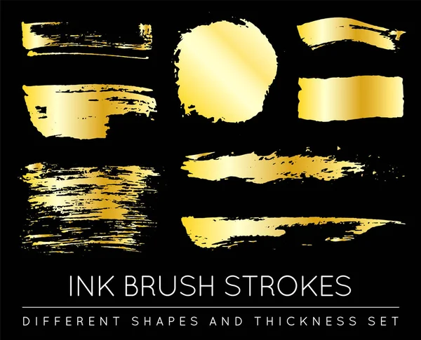 Set Golden Paint Strokes Make Background Your Design Looks Golden — Stock Vector