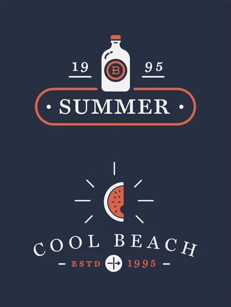 Summer Retro Vector Logo Template para Banner, Cartaz, Folheto — Vetor de Stock