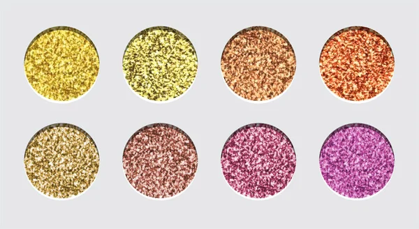 Glitter Eyeshadow Tinsel Shimmer Batom Círculos Brilho Abstratos Maquiagem Paleta —  Vetores de Stock