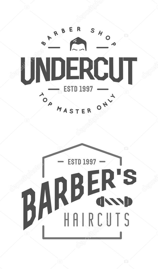 Set of Vintage Barbershop Labels. Templates for the design of logos and emblems. Vector.