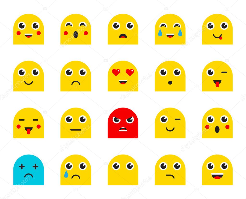 Set of Emoticons Stickers, Emoji. Vector Illustration.