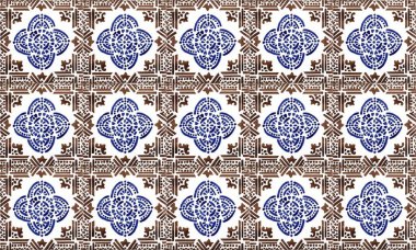 Dikişsiz Portekiz veya İspanya Azulejo Karo Arka Plan. Yüksek Çözünürlük.