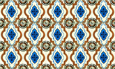 Dikişsiz Portekiz veya İspanya Azulejo Karo Arka Plan. Yüksek Çözünürlük.