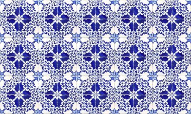 Dikişsiz Portekiz veya İspanya Azulejo Karo Arka Plan. Yüksek Çözünürlük.