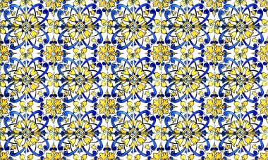 Dikişsiz Portekiz veya İspanya Azulejo Karo Arka Plan. Yüksek Çözünürlük.