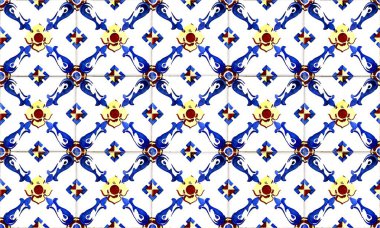 Dikişsiz Portekiz veya İspanya Azulejo Karo Arka Plan. Yüksek Çözünürlük.