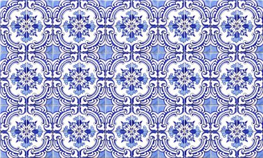 Dikişsiz Portekiz veya İspanya Azulejo Karo Arka Plan. Yüksek Çözünürlük.