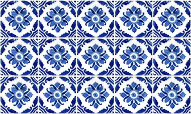 Dikişsiz Portekiz veya İspanya Azulejo Karo Arka Plan. Yüksek Çözünürlük.