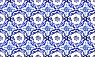 Dikişsiz Portekiz veya İspanya Azulejo Karo Arka Plan. Yüksek Çözünürlük.