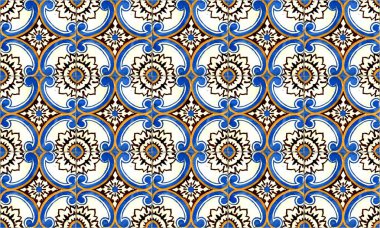 Dikişsiz Portekiz veya İspanya Azulejo Karo Arka Plan. Yüksek Çözünürlük.