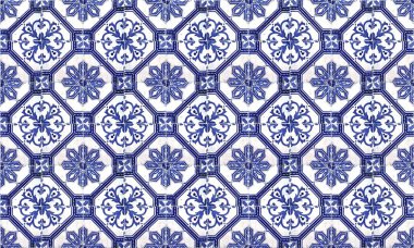 Dikişsiz Portekiz veya İspanya Azulejo Karo Arka Plan. Yüksek Çözünürlük.