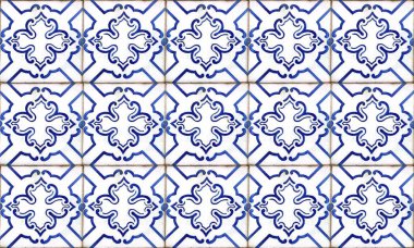 Dikişsiz Portekiz veya İspanya Azulejo Karo Arka Plan. Yüksek Çözünürlük.