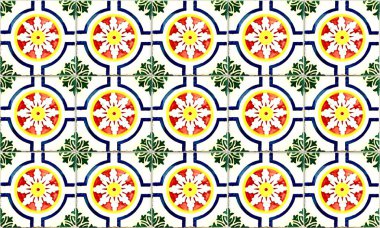 Dikişsiz Portekiz veya İspanya Azulejo Karo Arka Plan. Yüksek Çözünürlük.