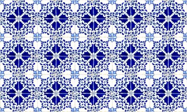 Dikişsiz Portekiz veya İspanya Azulejo Karo Arka Plan. Yüksek Çözünürlük.