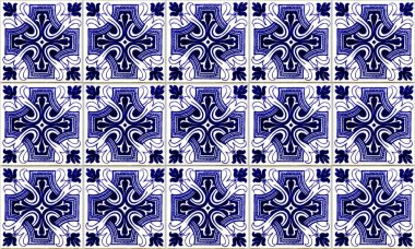 Dikişsiz Portekiz veya İspanya Azulejo Karo Arka Plan. Yüksek Çözünürlük.
