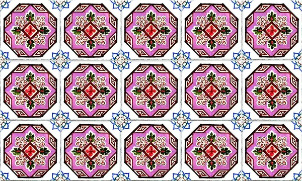 Seamless Portugal Spain Azulejo Tile Background High Resolution — Stock Photo, Image